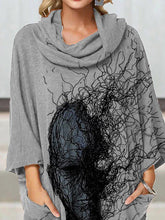 Load image into Gallery viewer, CottonTurtleneck Long Sleeve Abstract Face Tops for Women