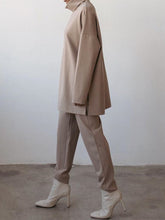 Load image into Gallery viewer, Fashion Casual High Neck Long Sleeve Solid Color Two-piece Suit
