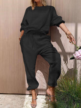 Load image into Gallery viewer, Fashion Sports Style Round Neck Long Sleeve Solid Color Two-piece Suit