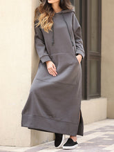 Load image into Gallery viewer, Loose Solid Color Maxi Hoodie Dress with Pocket