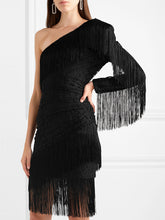 Load image into Gallery viewer, Fashion Sexy One-shoulder Fringed Dress