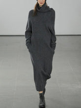 Load image into Gallery viewer, Ladies High Neck Pullover Knit Long Dress