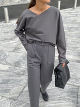 Load image into Gallery viewer, Fashion Long Sleeve V-neck Casual Two-piece Suit