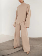 Load image into Gallery viewer, Knitted Ribbed-Knit Turtleneck Sweater Two-Piece Suit