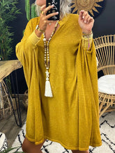 Load image into Gallery viewer, Solid Color V-neck Loose Casual Midi Dress