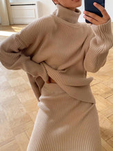 Load image into Gallery viewer, Fashion Casual High Neck Long Sleeve Solid Color Two-piece Suit