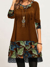 Load image into Gallery viewer, Retro Casual Loose Floral Round Neck Long Sleeve Dress
