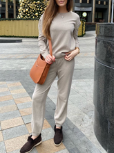 Load image into Gallery viewer, Fashion Round Neck Casual Solid Color Knit Two-piece Suit