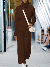 Load image into Gallery viewer, Autumn and Winter High Neck Knitted Solid Color Casual Two-piece Suit