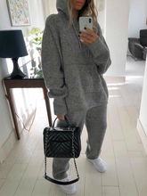 Load image into Gallery viewer, Fashion Hooded Knitted Solid Color Loose Two-piece Suit