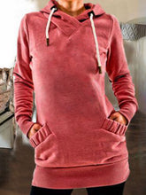 Load image into Gallery viewer, Casual Pocket Drawstring Hooded Long Sleeve Sweatshirt