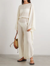 Load image into Gallery viewer, Round Neck Long Sleeve Open Back Casual Jumpsuit