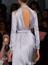 Load image into Gallery viewer, Fashion Long Sleeve Silk Elegant Evening Dress