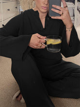 Load image into Gallery viewer, Solid Color Button Collar Knitted Loose Casual Two Piece Suit