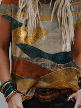 Load image into Gallery viewer, Mountain Print Crew Neck T-shirt Top