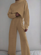 Load image into Gallery viewer, Fashion Solid Color High Neck Long Sleeve Two-piece Suit