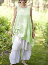 Load image into Gallery viewer, Retro Sleeveless Pleated Cotton And Linen Women'S Casual Suit