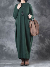 Load image into Gallery viewer, Retro Solid Color Casual Long Women'S Knitted Dress