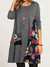Load image into Gallery viewer, Retro Casual Loose Color Matching Floral Long Sleeve Dress
