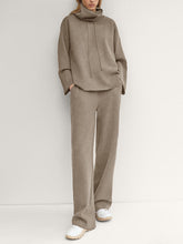 Load image into Gallery viewer, Casual Solid Color High Collar Loose Two-piece Suit