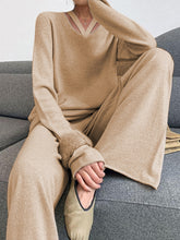 Load image into Gallery viewer, Comfortable Solid Color V-Neck Knitted Women'S Two-Piece Suit