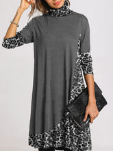 Load image into Gallery viewer, Retro Loose Casual Long Sleeve High Neck Leopard Print Dress