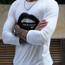 Load image into Gallery viewer, Men'S Fashion Casual Black Lip Print Long Sleeve T-Shirt