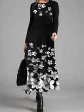 Load image into Gallery viewer, Retro Elegant Loose Long Sleeve Floral Long Dress