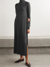 Load image into Gallery viewer, Pure Color High Neck Knitted Casual Dress