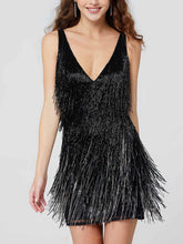 Load image into Gallery viewer, Fashion Sleeveless V-Neck Gradient Fringe Party Dress