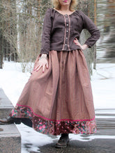 Load image into Gallery viewer, Ethnic Style Retro Printed Long-sleeved Shirt and Skirt Two-piece Suit