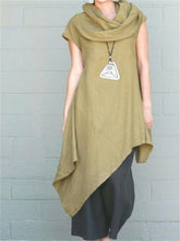 Load image into Gallery viewer, Cotton And Linen Scarf Collar Sleeveless Irregular Hem Women'S Suit