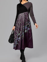 Load image into Gallery viewer, Fashion Casual Floral Print V-neck Long Sleeve Stitching Dress