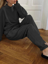 Load image into Gallery viewer, Fashion Casual Long-sleeved Solid Color Micro High Collar Two-piece Suit