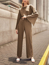 Load image into Gallery viewer, Solid Color Round Neck Knitted Long Sleeve Two-Piece Suit