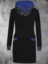 Load image into Gallery viewer, Casual Printed Contrast Color Women'S Hooded Sweater Dress