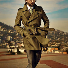 Load image into Gallery viewer, Men'S Casual Lapel Solid Color Tie Trench Coat