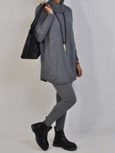 Load image into Gallery viewer, Casual Solid Color Turtleneck Knitted Two-piece Suit