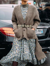 Load image into Gallery viewer, Fashion Casual Long-sleeved Solid Color Irregular Sweater Cardigan