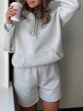 Load image into Gallery viewer, Fashion Solid Color Hooded Loose Casual Two-piece Suit