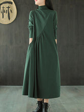 Load image into Gallery viewer, Fashion Solid Color High Neck Loose Dress