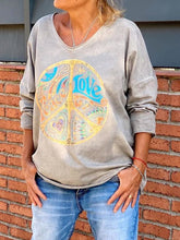 Load image into Gallery viewer, Casual Loose V-neck Printed Long-sleeved Top