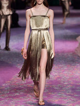 Load image into Gallery viewer, Fashion Strapless Sleeveless Fringe Midi Dress