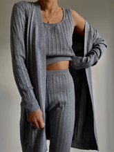 Load image into Gallery viewer, Fashion Solid Color Casual Knitted Cardigan Three-piece Set