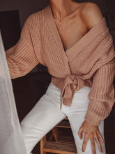 Load image into Gallery viewer, Fashion Knitted Solid Color Lace Up Casual Sweater