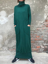 Load image into Gallery viewer, High Collar Stitching Pocket Solid Color Casual Dress