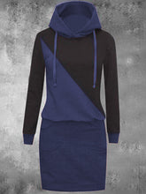 Load image into Gallery viewer, Casual Color Matching Hooded Women'S Sweater Dress