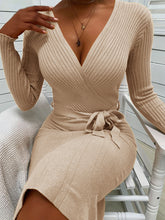 Load image into Gallery viewer, V-Neck Laced Pure Color Knitted Dress