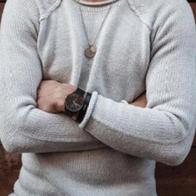 Load image into Gallery viewer, Men'S Fashion Light Gray Raglan Sleeve Round Neck Sweater