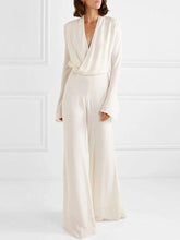 Load image into Gallery viewer, Fashion Simple V Neck Long-Sleeved Top Pants Suit
